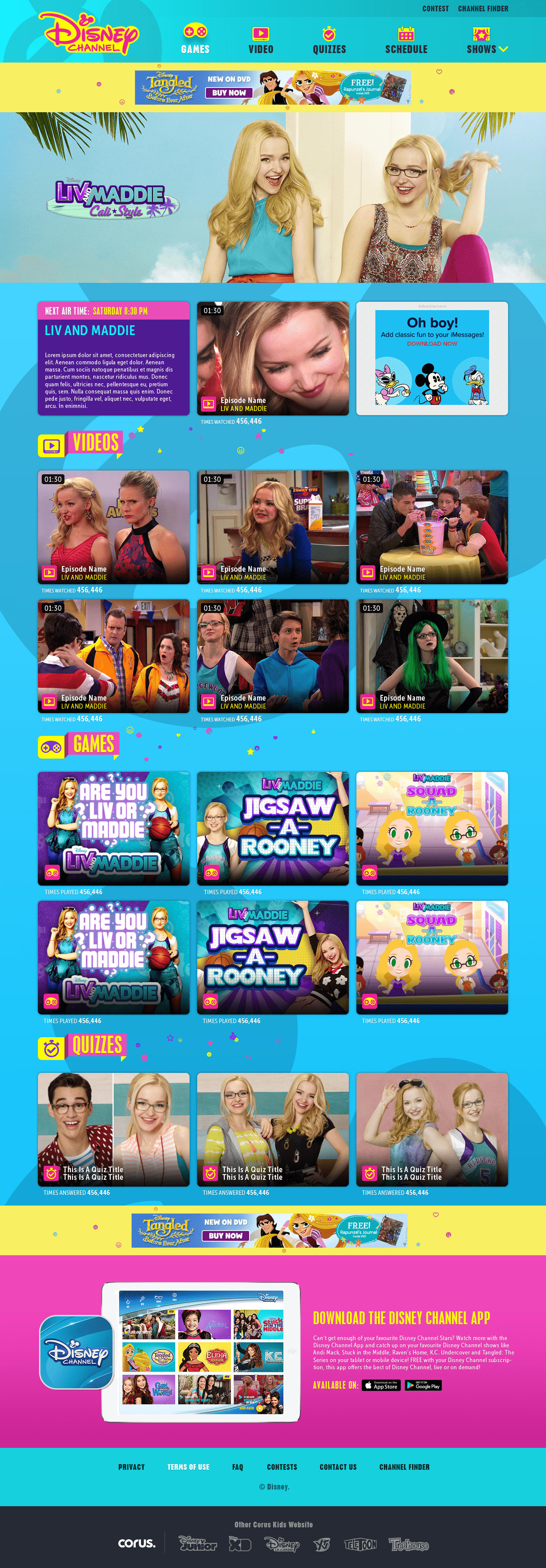 Disney Channel show details page
